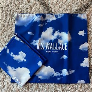 MZ Wallace Blue and White Cloud Print Drawstring Bag Set